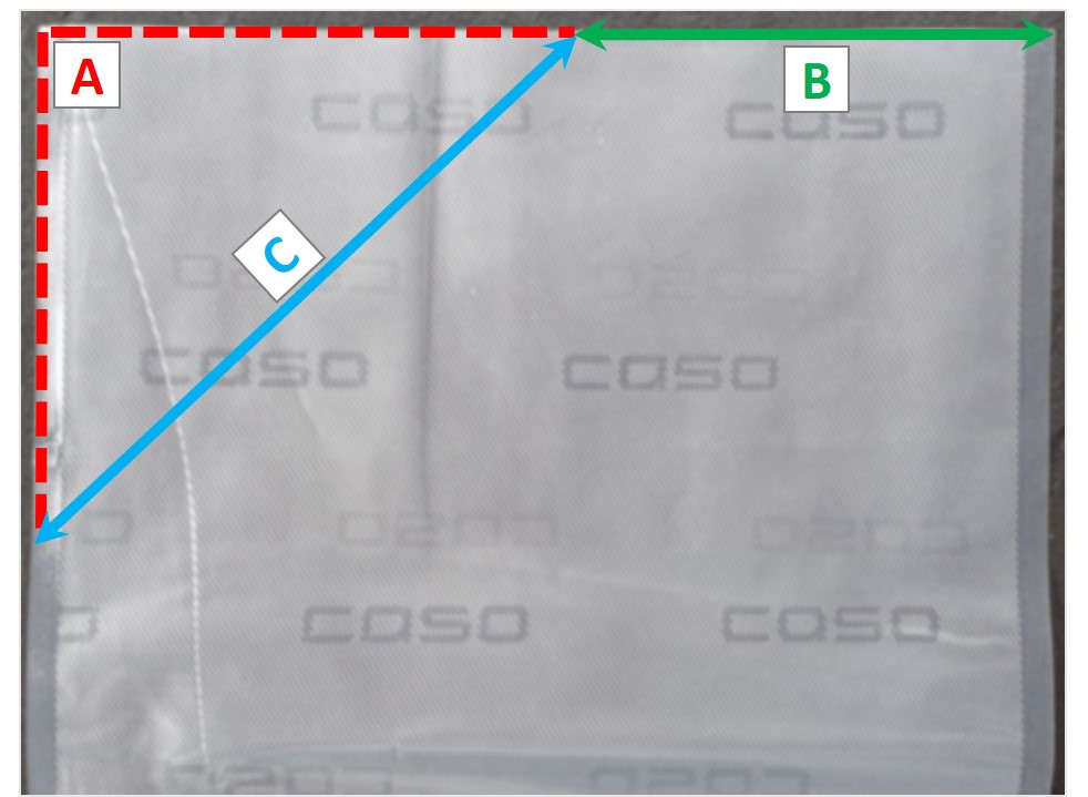 Skizze zum Zuschneiden eines Vakuumierbeutels